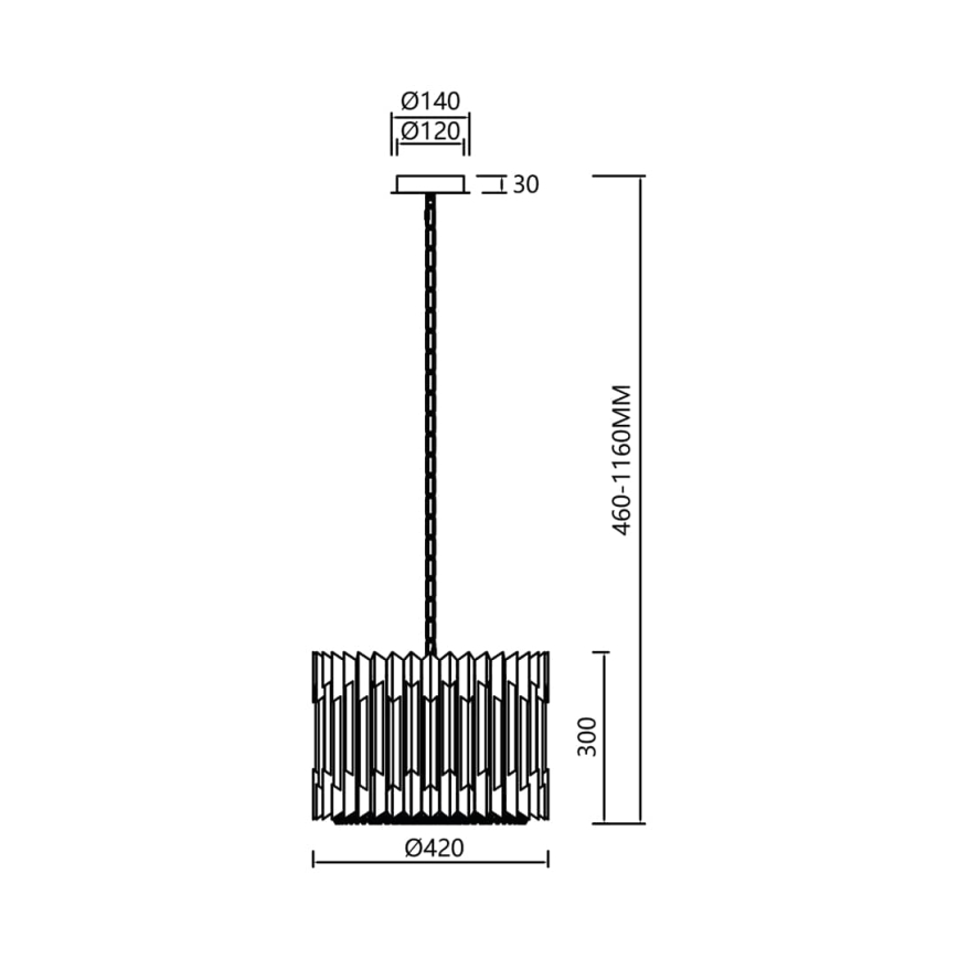 Kristallen hanglamp aan een ketting RITZ 7xE14/40W/230V glanzend chroom