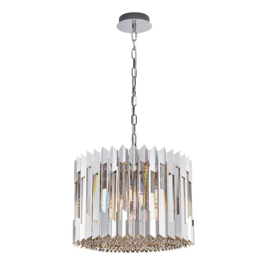 Kristallen hanglamp aan een ketting RITZ 7xE14/40W/230V glanzend chroom