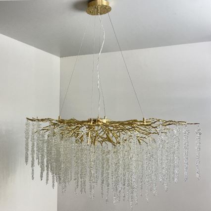 Kristallen hanglamp aan een koord 13xG9/40W/230V goud