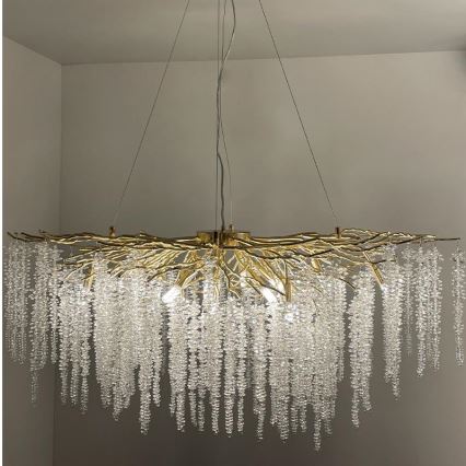 Kristallen hanglamp aan een koord 13xG9/40W/230V goud