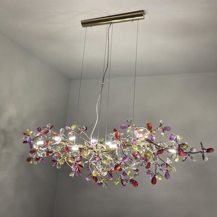 Kristallen hanglamp aan een koord 13xG9/40W/230V kleurrijk