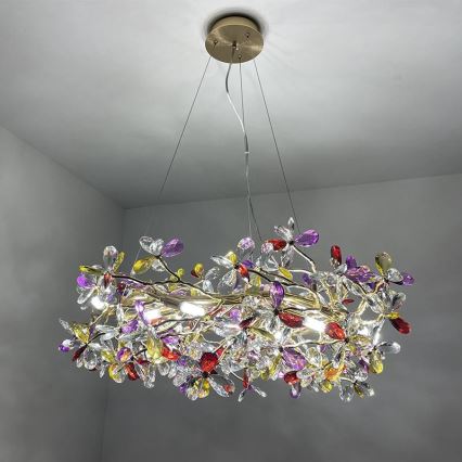 Kristallen hanglamp aan een koord 16xG9/40W/230V kleurrijk