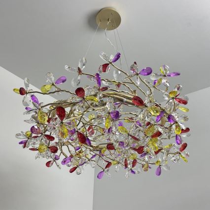 Kristallen hanglamp aan een koord 16xG9/40W/230V kleurrijk