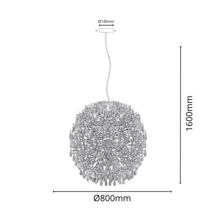 Kristallen hanglamp aan een koord 24xG9/40W/230V goud