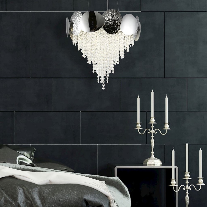 Kristallen Hanglamp aan koord LORD 8x GU10 / 50W / 230V