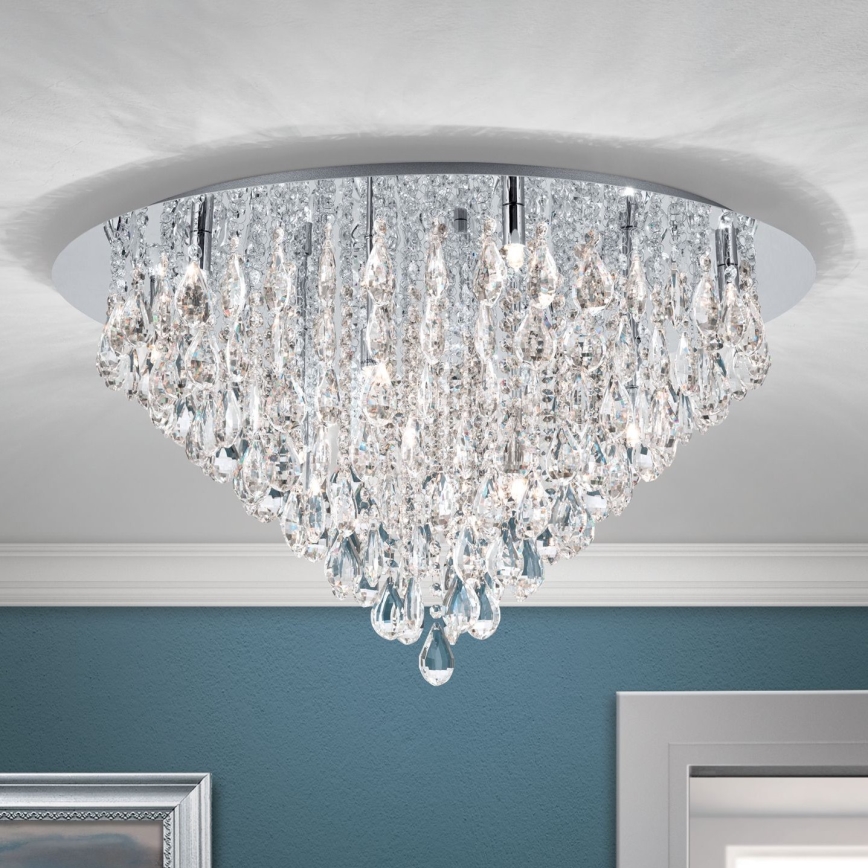 Kristallen plafondlamp CELESTE 12xG9/40W/230V diameter 75 cm glanzend chroom