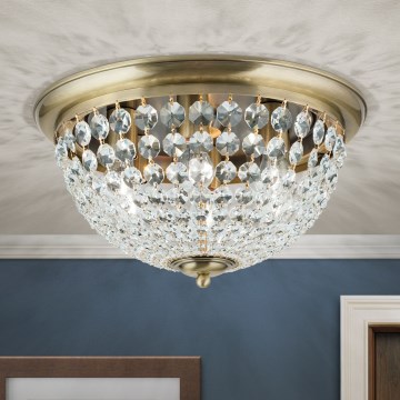 Kristallen plafondlamp PLAFOND 6xE27/40W/230V diameter 47 cm brons