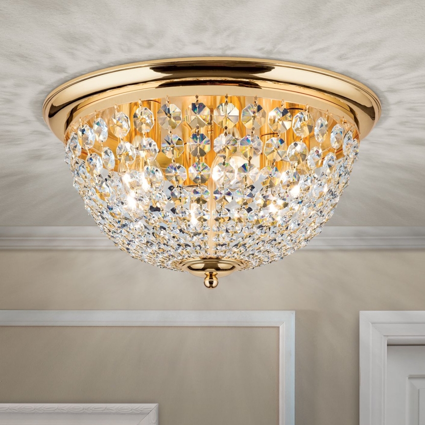 Kristallen plafondlamp PLAFOND 6xE27/40W/230V diameter 47 cm goud