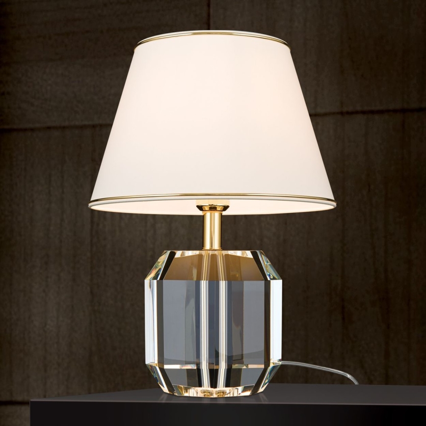 Kristallen tafellamp ALEXIS 1xE27/60W/230V crème/goud/doorzichtig