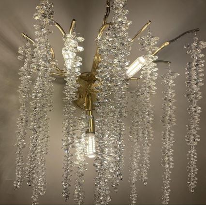 Kristallen wandlamp 3xG9/40W/230V goud