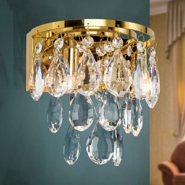 Kristallen wandlamp CELESTE 2xG9/40W/230V goud