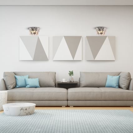 Kristallen wandlamp CHELSEA 2xE14/40W/230V glanzend chroom