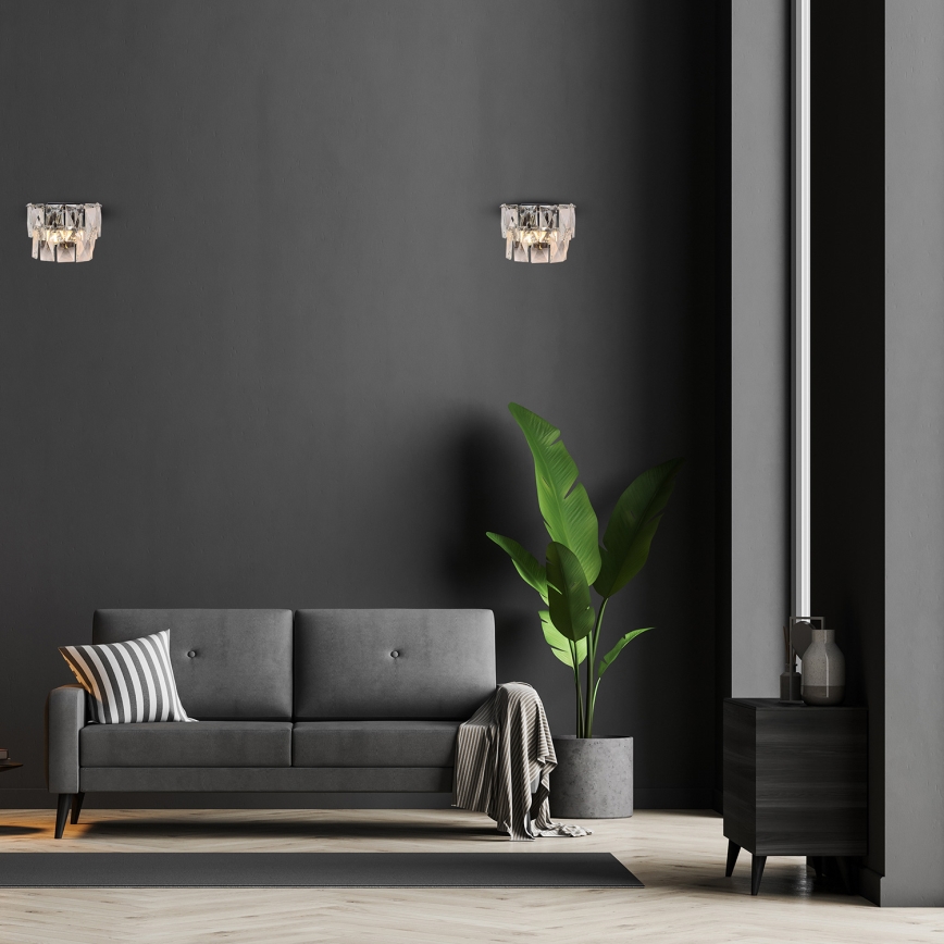 Kristallen wandlamp CHELSEA 2xE14/40W/230V glanzend chroom