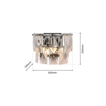 Kristallen wandlamp CHELSEA 2xE14/40W/230V glanzend chroom