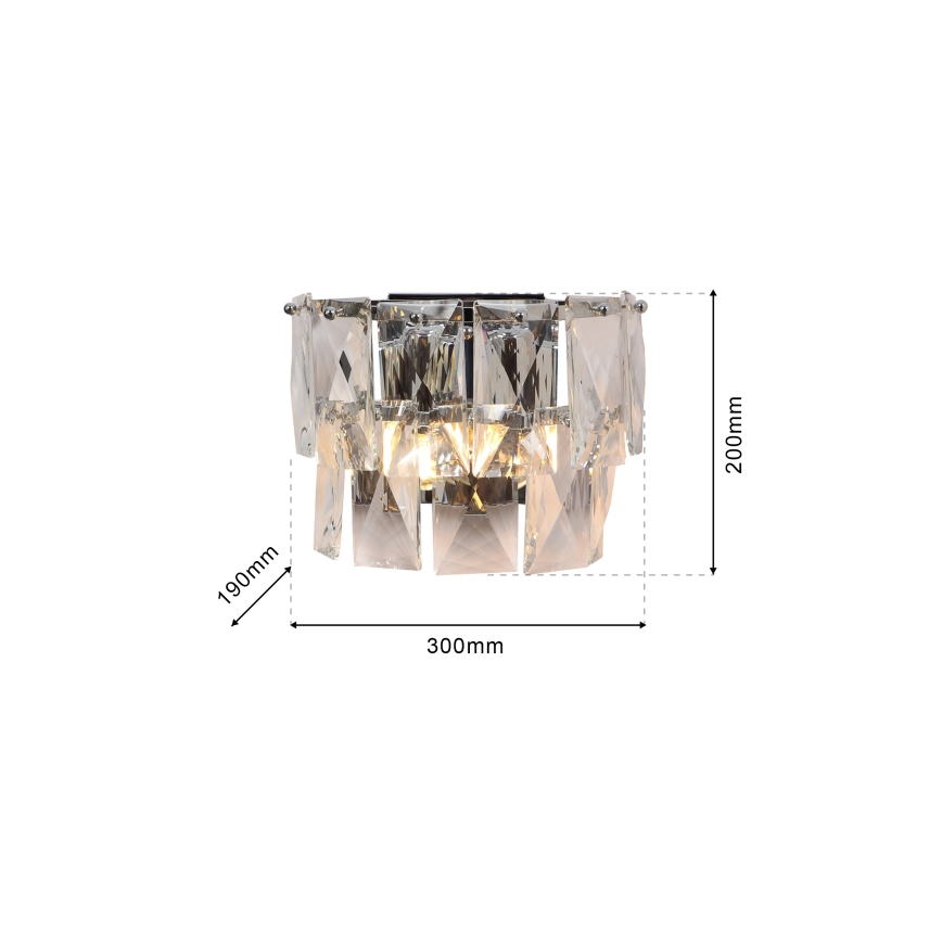 Kristallen wandlamp CHELSEA 2xE14/40W/230V glanzend chroom