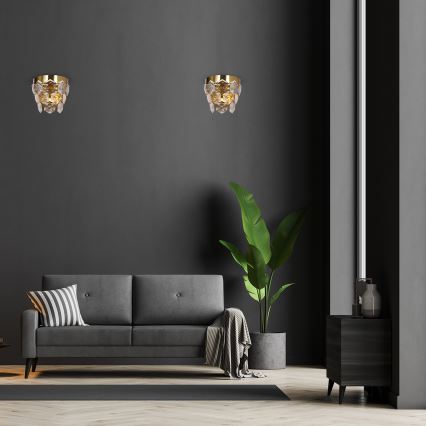 Kristallen wandlamp GRACE 2xE14/40W/230V goud