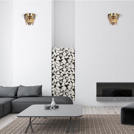 Kristallen wandlamp GRACE 2xE14/40W/230V goud