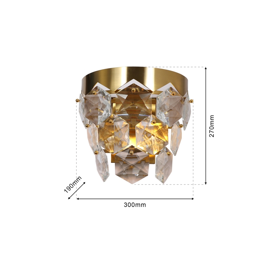 Kristallen wandlamp GRACE 2xE14/40W/230V goud