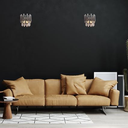 Kristallen wandlamp MADISON 2xE14/40W/230V glanzend chroom