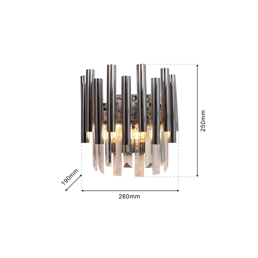 Kristallen wandlamp MADISON 2xE14/40W/230V glanzend chroom