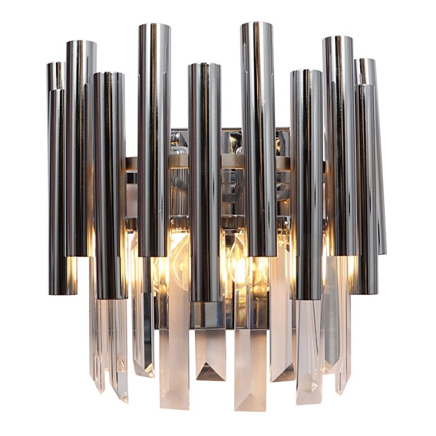 Kristallen wandlamp MADISON 2xE14/40W/230V glanzend chroom