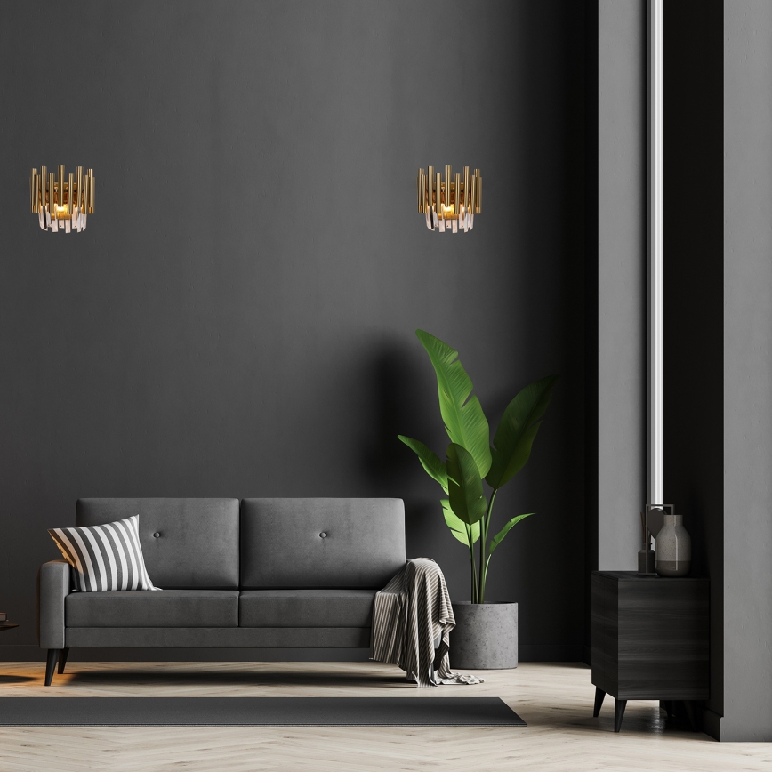 Kristallen wandlamp MADISON 2xE14/40W/230V goud