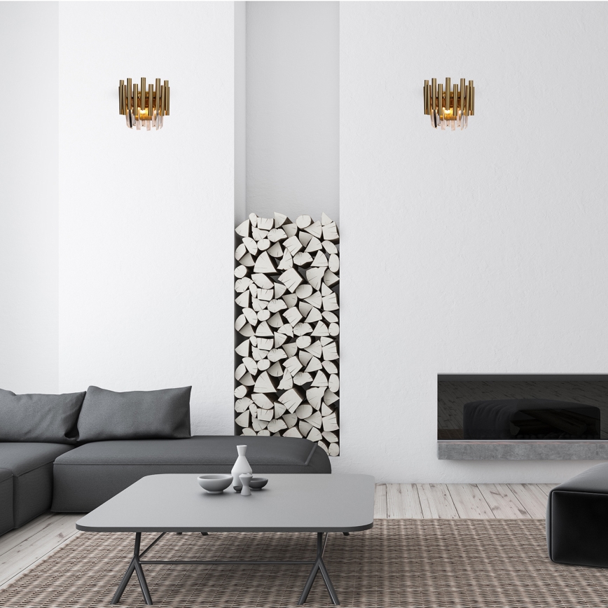 Kristallen wandlamp MADISON 2xE14/40W/230V goud