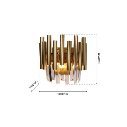 Kristallen wandlamp MADISON 2xE14/40W/230V goud