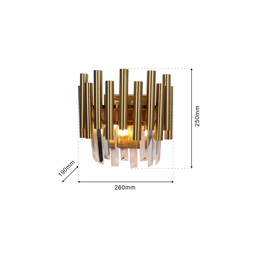 Kristallen wandlamp MADISON 2xE14/40W/230V goud