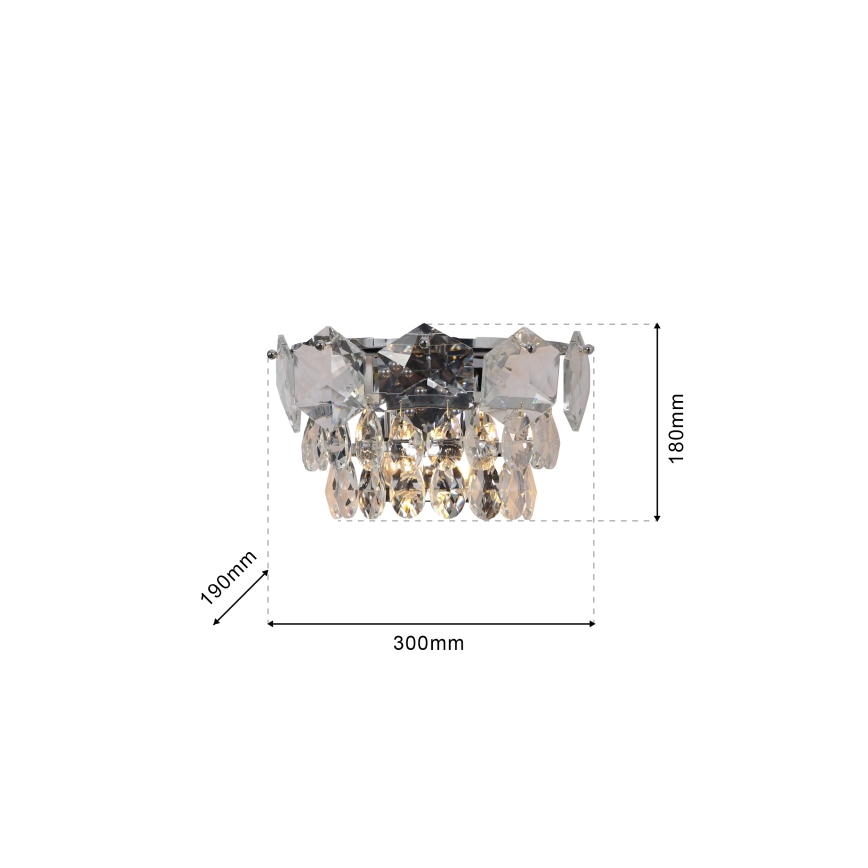Kristallen wandlamp SELENA 2xE14/40W/230V glanzend chroom