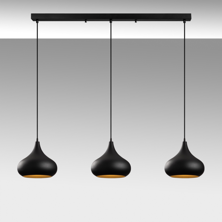 Kroonluchter aan kabel MUBA 3xE27/40W/230V zwart