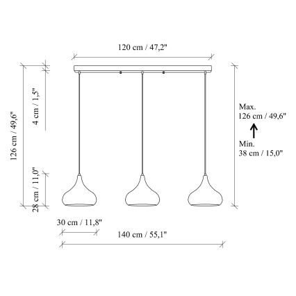 Kroonluchter aan kabel MUBA 3xE27/40W/230V zwart