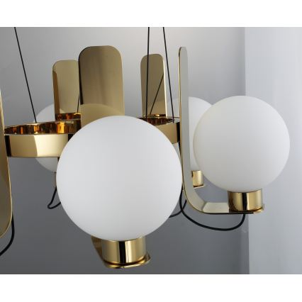 Kroonluchter aan kabel REGGIO 6xE27/40W/230V goudkleurig