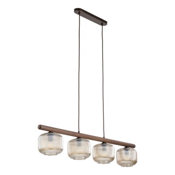 Kroonluchter aan kabel SALVIA 4xE14/10W/230V bruin/rookbruin