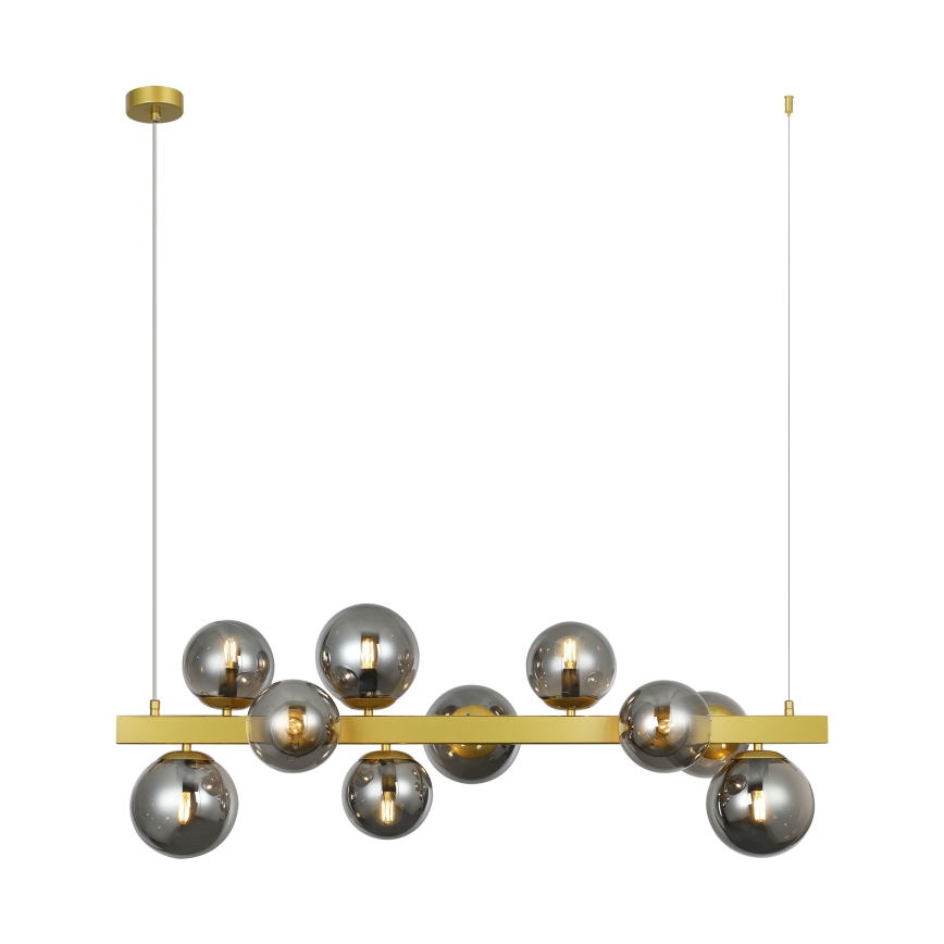 Kroonluchter aan kabel SOLARI 10xE14/15W/230V goud/rookzwart