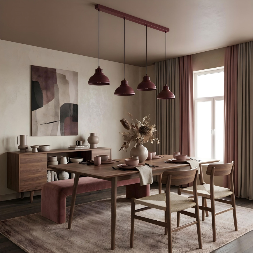 Kroonluchter aan kabel SVEN 4xE27/15W/230V bordeaux
