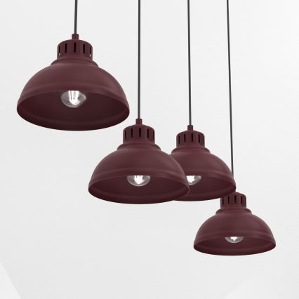 Kroonluchter aan kabel SVEN 4xE27/15W/230V bordeaux