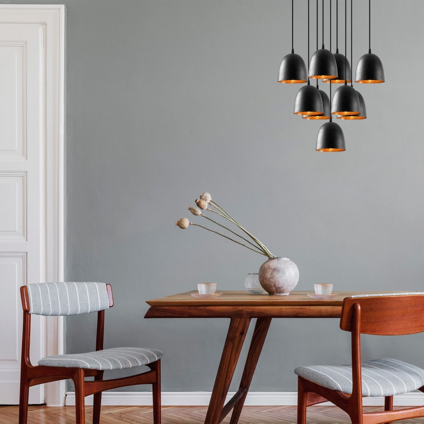 Kroonluchter aan kabel TATTOO 9xE27/40W/230V zwart