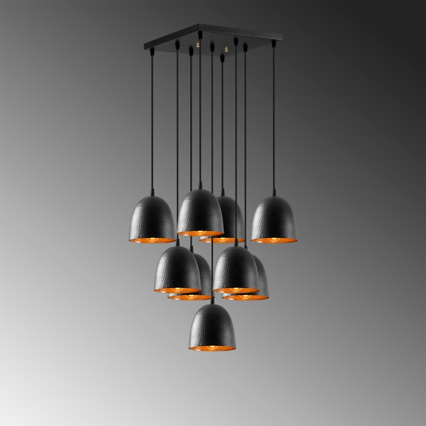 Kroonluchter aan kabel TATTOO 9xE27/40W/230V zwart