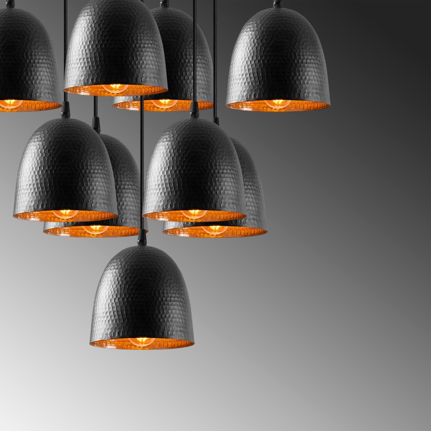 Kroonluchter aan kabel TATTOO 9xE27/40W/230V zwart