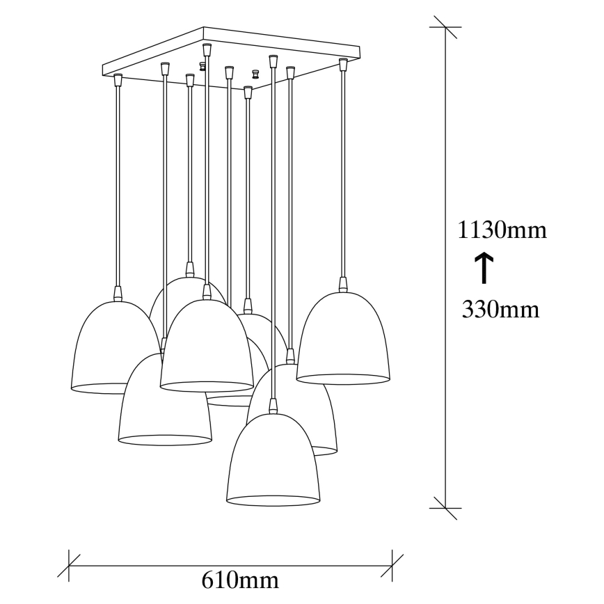 Kroonluchter aan kabel TATTOO 9xE27/40W/230V zwart
