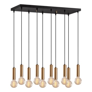 Kroonluchter aan kabel TEMPO 10xE27/40W/230V goudkleurig