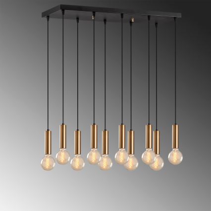 Kroonluchter aan kabel TEMPO 10xE27/40W/230V goudkleurig