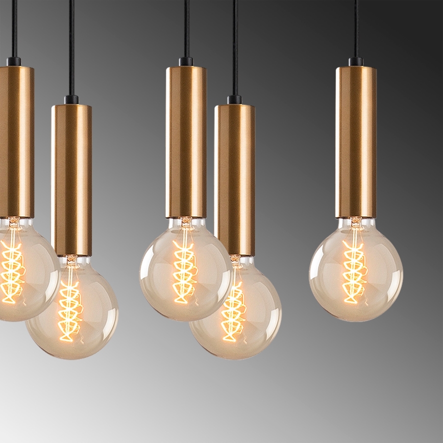 Kroonluchter aan kabel TEMPO 10xE27/40W/230V goudkleurig