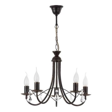 Kroonluchter aan ketting ANGELIKA 5xE14/10W/230V, zwart