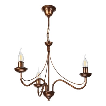 Kroonluchter aan ketting ANTON 3xE14/15W/230V bronskleurig