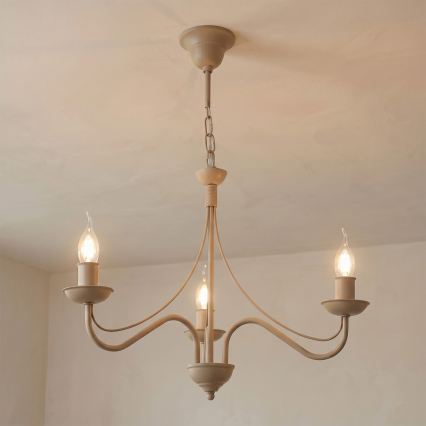 Kroonluchter aan ketting ANTON 3xE14/60W/230V beige