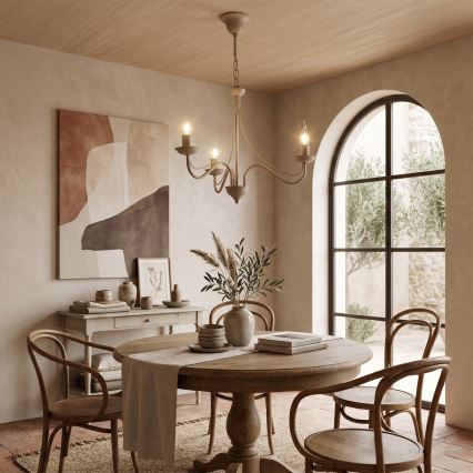Kroonluchter aan ketting ANTON 3xE14/60W/230V beige