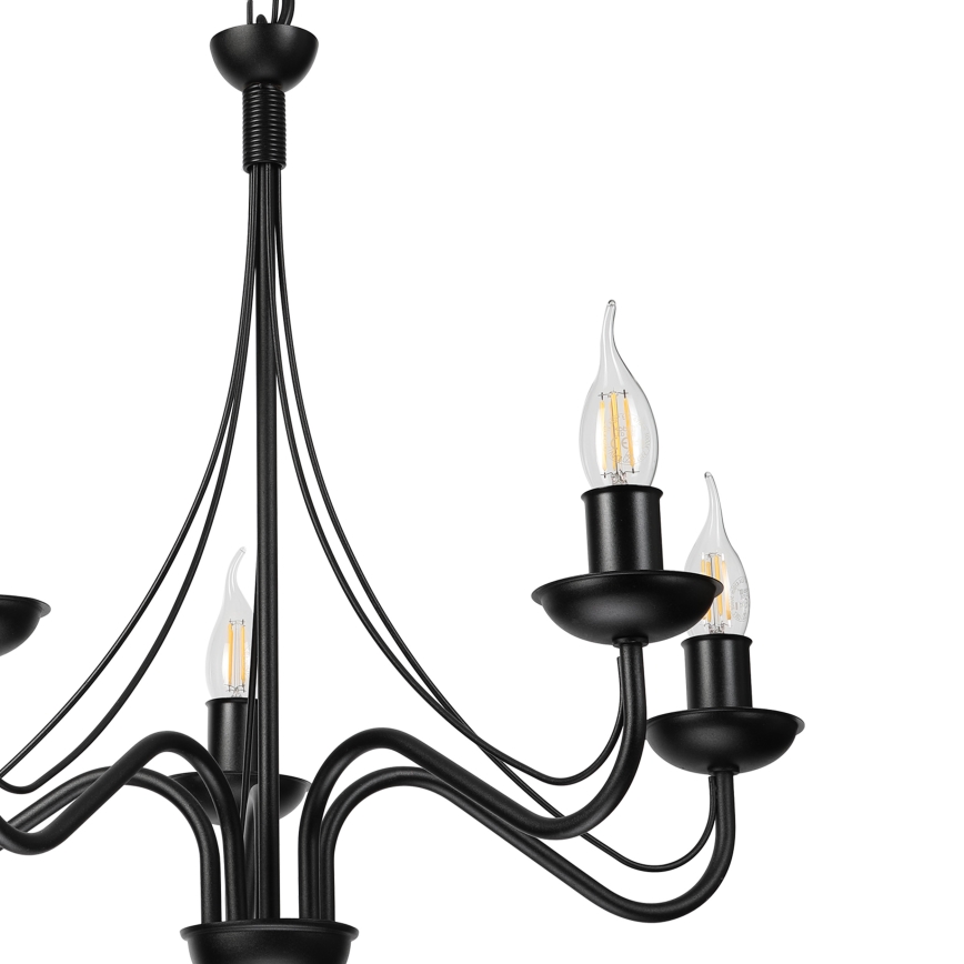 Kroonluchter aan ketting ANTON 5xE14/15W/230V zwart