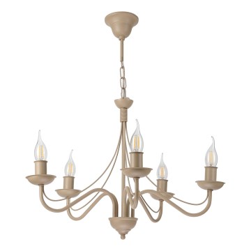 Kroonluchter aan ketting ANTON 5xE14/60W/230V beige